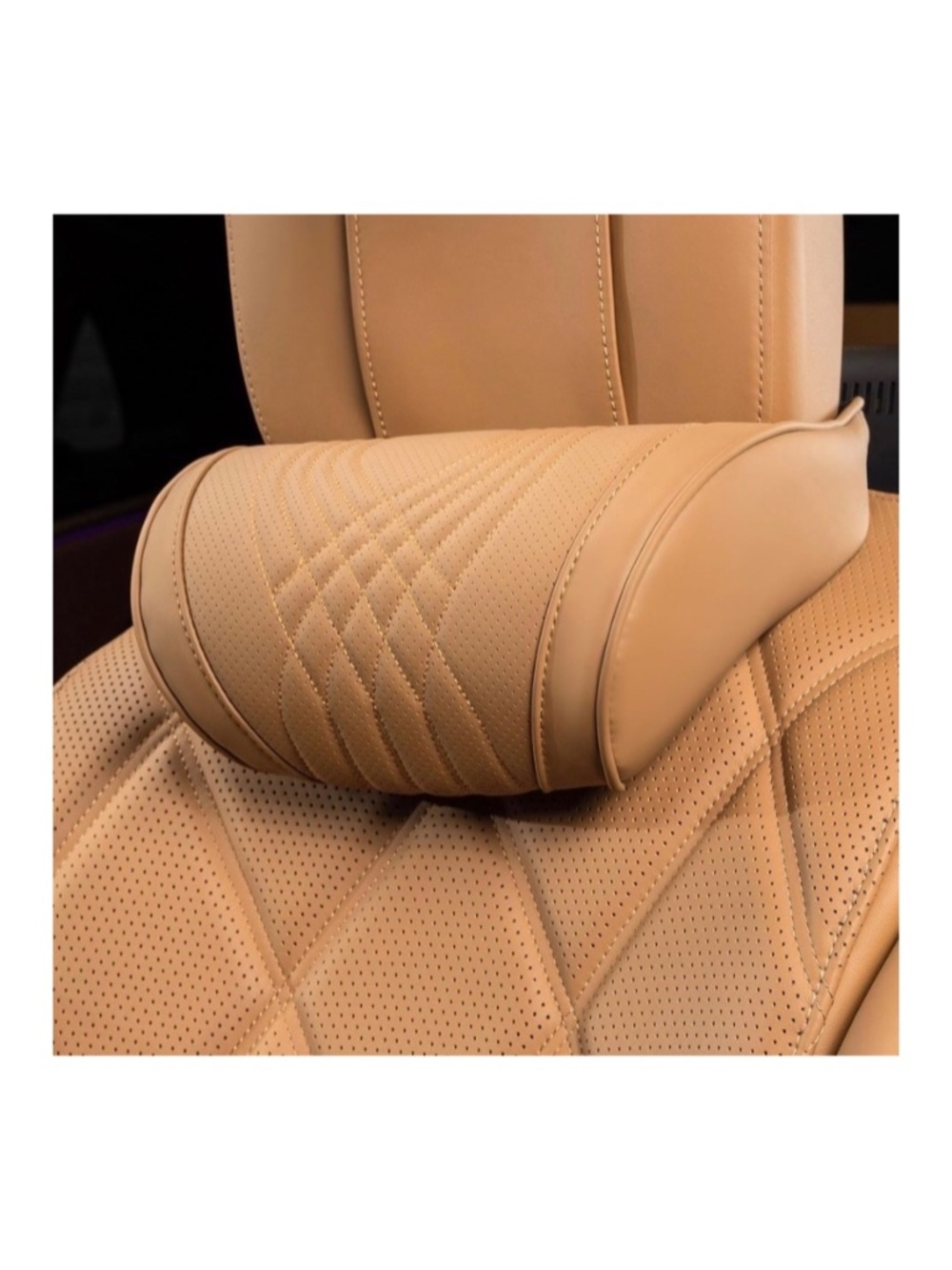 Car Headrest Memory Foam Neck Pillow for Driving with Leather Cover Soft Comfort